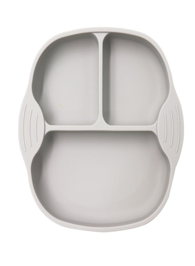 HEXONIQ® Baby Silicone Suction Plates, Baby Weaning Plate, Unbreakable Baby Plates with Suction for Toddlers Kids Self Feeding - Non-Slip Suction Divided Plate Suitable for High Chairs & Table (Grey) - Image 1