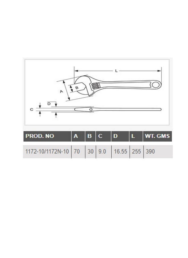 Taparia - TAPARIA 1172-10/1171N/-10 Adjustabel Spanner, Wrench Generally Conforming to IS 6149-1984 Grade-ll - (Phosphate), Box End - Image 1