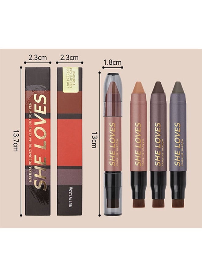Sheloves - Hairline Filler Pen Hair Line Shadow Powder Stick Hair Volumizing Powder Fill In Receding Hairlines Bald Spots Wide Parts Forehead Side Double-Ended Hairline Powder Hair Root Dye (Dark brown) - Image 1