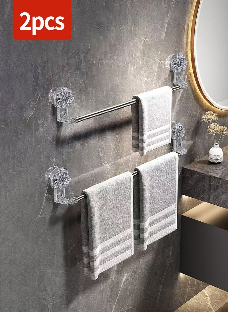 Beirui 2pcs Retractable Multi-Functional Towel Rack with Suction Cups Towel Rack, ready to remove, retractable in the center and rotatable on both sides. Suitable for bathroom, kitchen (76-130cm )  - Image 1