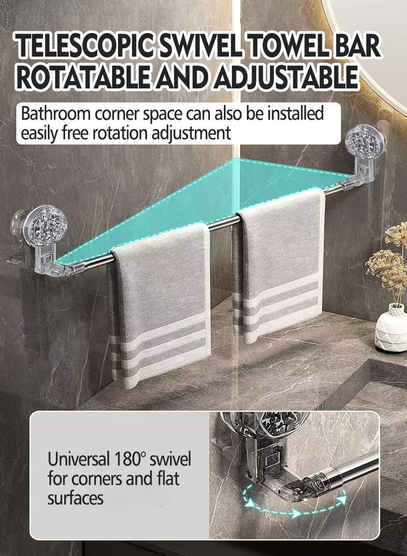 Beirui 2pcs Retractable Multi-Functional Towel Rack with Suction Cups Towel Rack, ready to remove, retractable in the center and rotatable on both sides. Suitable for bathroom, kitchen (76-130cm )  - Image 2