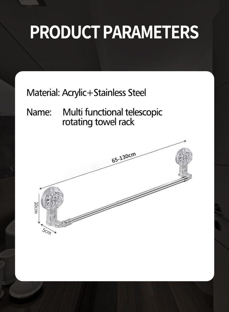 Beirui 2pcs Retractable Multi-Functional Towel Rack with Suction Cups Towel Rack, ready to remove, retractable in the center and rotatable on both sides. Suitable for bathroom, kitchen (76-130cm )  - Image 3