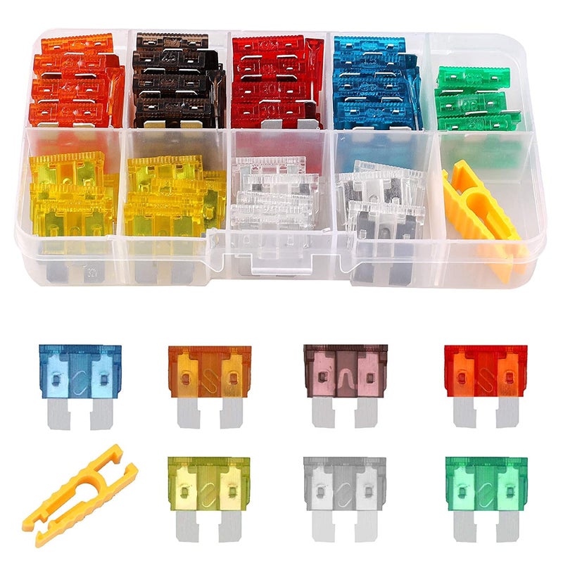 Hoiny Car Fuses, 60PCS Car Fuses Assorted – 5amp 7.5amp 10amp 15amp 20amp 25amp 30amp Car Fuse Kit, Blade Fuses with Storage Case and 1 Fuse Clip - Image 1