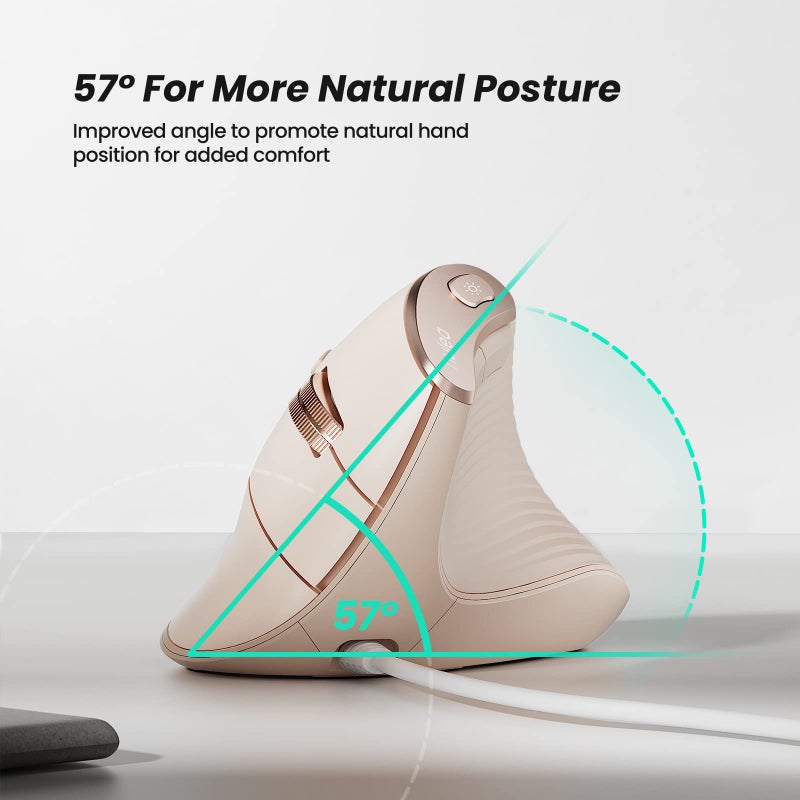 Nulea M504 Wired Vertical Mouse, USB Ergonomic Optical Mouse with 4 Adjustable DPI, 11 RGB Backlight Modes, Compatible for Laptop, PC, Desktop, Mac, Pink - Image 3