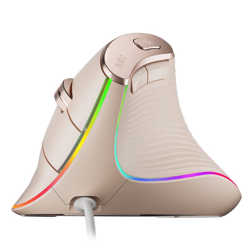 Nulea M504 Wired Vertical Mouse, USB Ergonomic Optical Mouse with 4 Adjustable DPI, 11 RGB Backlight Modes, Compatible for Laptop, PC, Desktop, Mac, Pink - Image 1