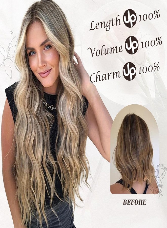 بارسدار وصلات شعر بارسدار بمشابك، مزيج من الأسود والأشقر - وصلات شعر مموجة بطول 20 بوصة للنساء - 6 قطع من وصلات الشعر الصناعية السميكة والناعمة بتقنية البالياج، مناسبة للاستخدام اليومي والحفلات والهالوين - Image 4