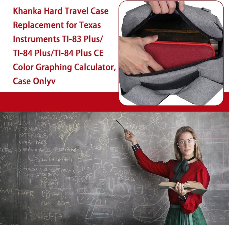 Khanka Stroage Case for Texas Instruments TI - 84 Python/TI-83 Plus/TI-84 Plus/TI-84 Plus CE Color Graphing Calculator, Case Only (Radical Red) - Image 3