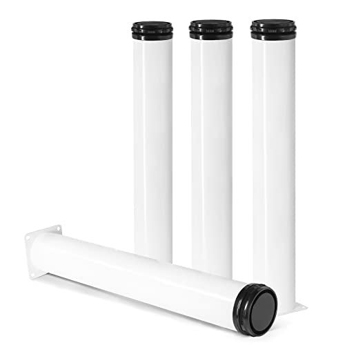 Masendelk 16 Inch Metal Furniture Legs Stainless Steel Adjustable Legs White Metal Legs Round Cabinet Legs for Coffee Table Cabinet Desk Sofa Shelves, Pack of 4 - Image 1