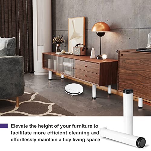 Masendelk 16 Inch Metal Furniture Legs Stainless Steel Adjustable Legs White Metal Legs Round Cabinet Legs for Coffee Table Cabinet Desk Sofa Shelves, Pack of 4 - Image 4