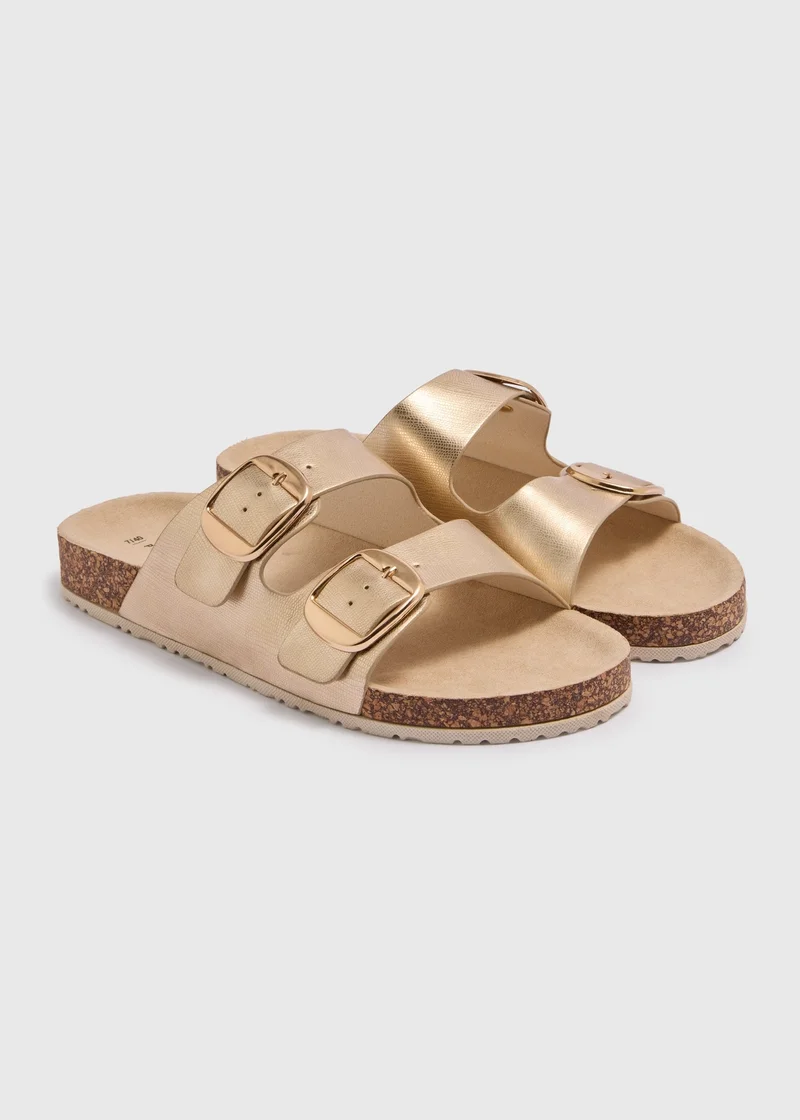 ماتلان Gold Double Buckle Sandals