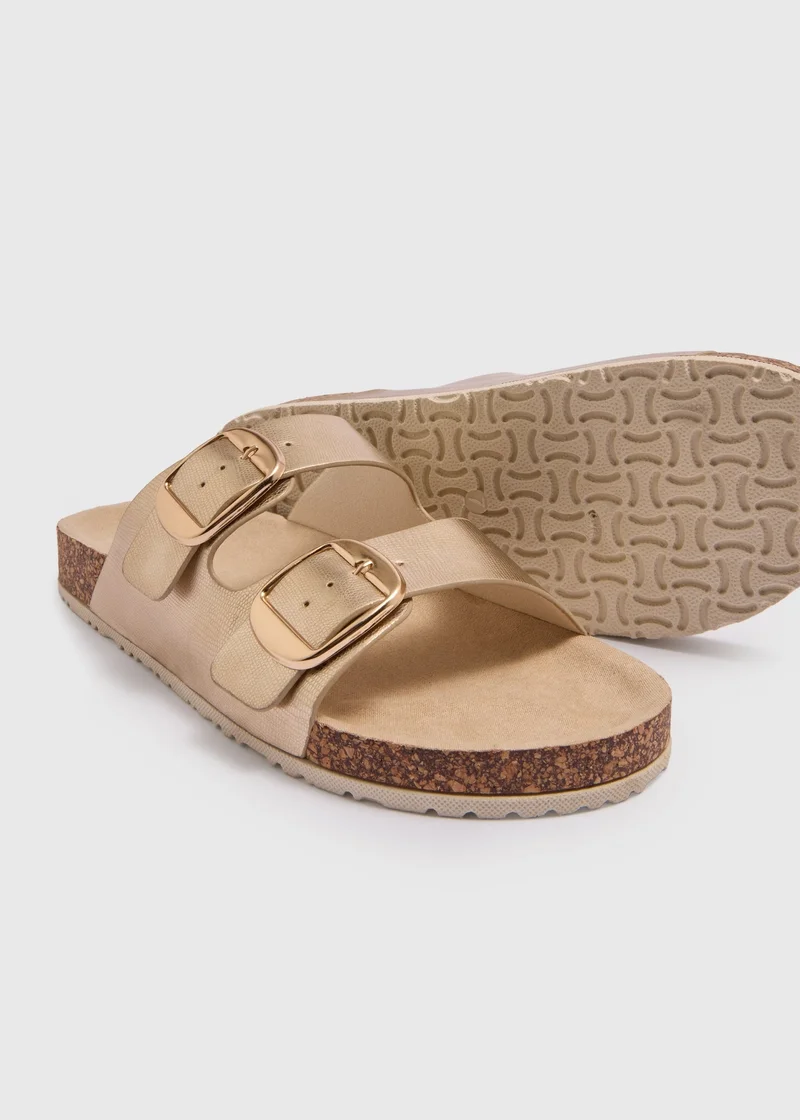 ماتلان Gold Double Buckle Sandals