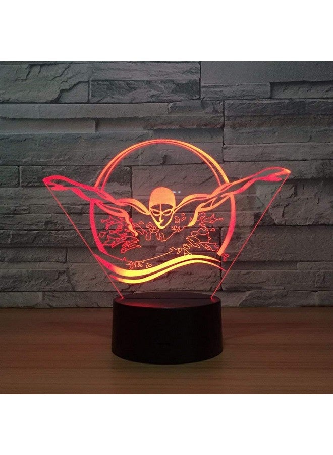 HPBN8 Ltd مصباح 3D للسباحة ليلاً من HPBN8 Ltd مزود بUSB مع مفتاح لمسي وتحكم عن بُعد LED ديكور وهم بصري مصباح 3D يتغير بين 7/16 لون لتزيين غرفة عيد الميلاد - Image 2