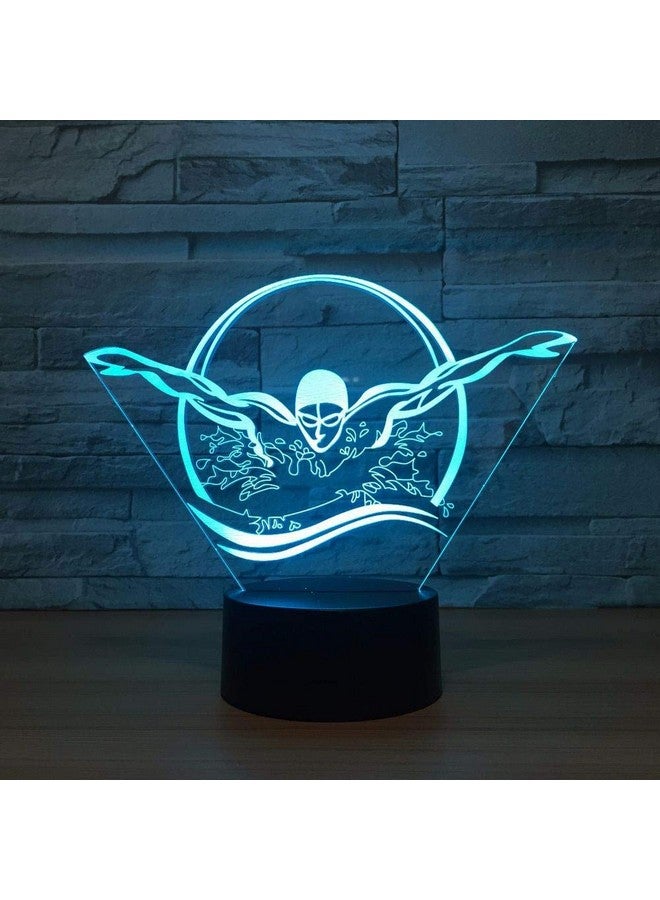 HPBN8 Ltd مصباح 3D للسباحة ليلاً من HPBN8 Ltd مزود بUSB مع مفتاح لمسي وتحكم عن بُعد LED ديكور وهم بصري مصباح 3D يتغير بين 7/16 لون لتزيين غرفة عيد الميلاد - Image 3