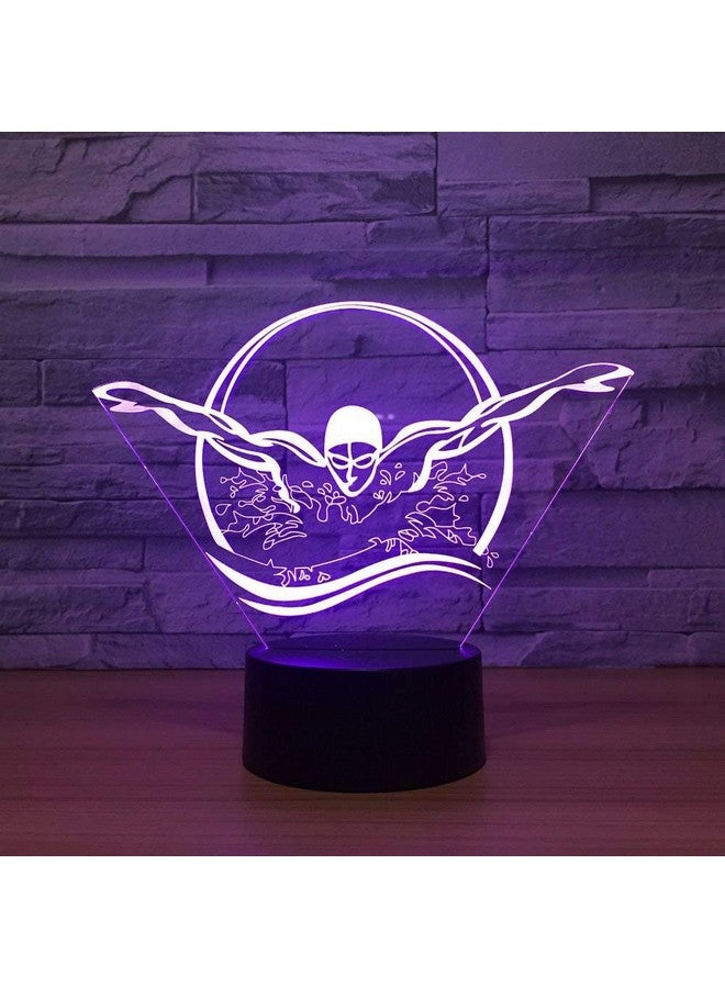 HPBN8 Ltd مصباح 3D للسباحة ليلاً من HPBN8 Ltd مزود بUSB مع مفتاح لمسي وتحكم عن بُعد LED ديكور وهم بصري مصباح 3D يتغير بين 7/16 لون لتزيين غرفة عيد الميلاد - Image 4