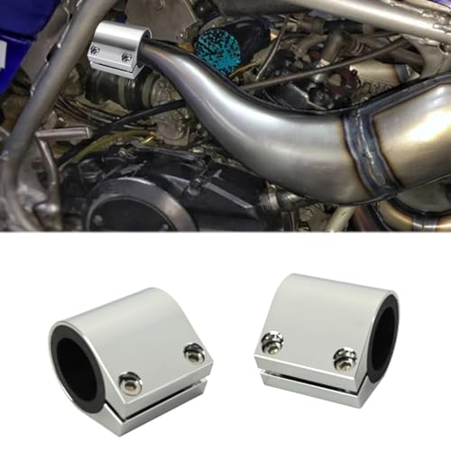 Canitu 2Pcs 1'' Exhaust Clamp - Aluminum Butt Joint Band Sleeve Coupler, High Temp Narrow Band Muffler Seal for Ends and Exhaust System Connection - Yamaha Banshee 1987-2006 (Silver) - Image 1