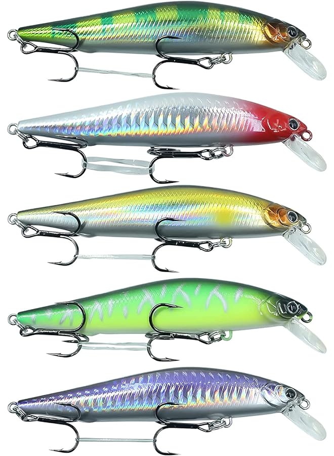 Fishing Lures For Bass, 5Pcs Topwater Bass Lures Slow Sinking Bionic Swimming Lures, Swimbait Hard Baits Crankbait Lifelike Fishing Lures Kit For Freshwater Saltwater Fishing