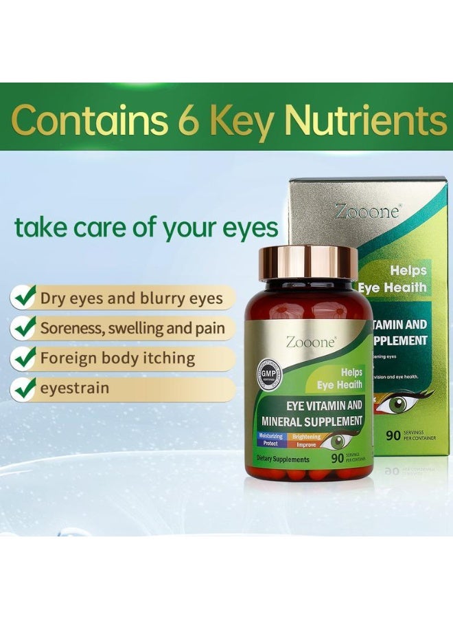 zooone Lutein & Zeaxanthin Eye Vitamins – Vision Support with Vitamin C, E, Zinc & Copper | Helps Reduce Eye Strain & Dryness | Daily Eye Health Supplement for Adults & Seniors – 90 Capsules - Image 4
