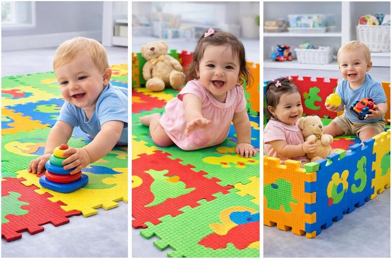 KhpalKar 18 Pieces Foam Baby Play Mat - Thick and Soft EVA Foam Interlocking Floor Tiles for Children - Image 5