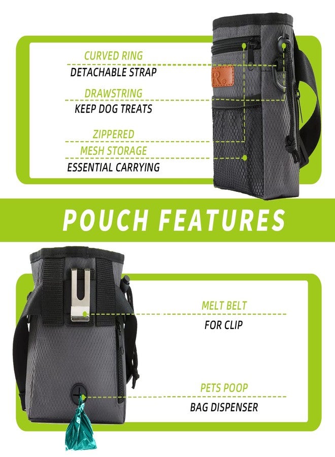 KHPR Dog Treat Training Pouch Easily Carries Pet Toys Kibble,Treats Built-in Poop Bag Dispenser 3 Ways to Wear Comes with a Foldable Silicone Bowl(Dark Grey) - Image 2