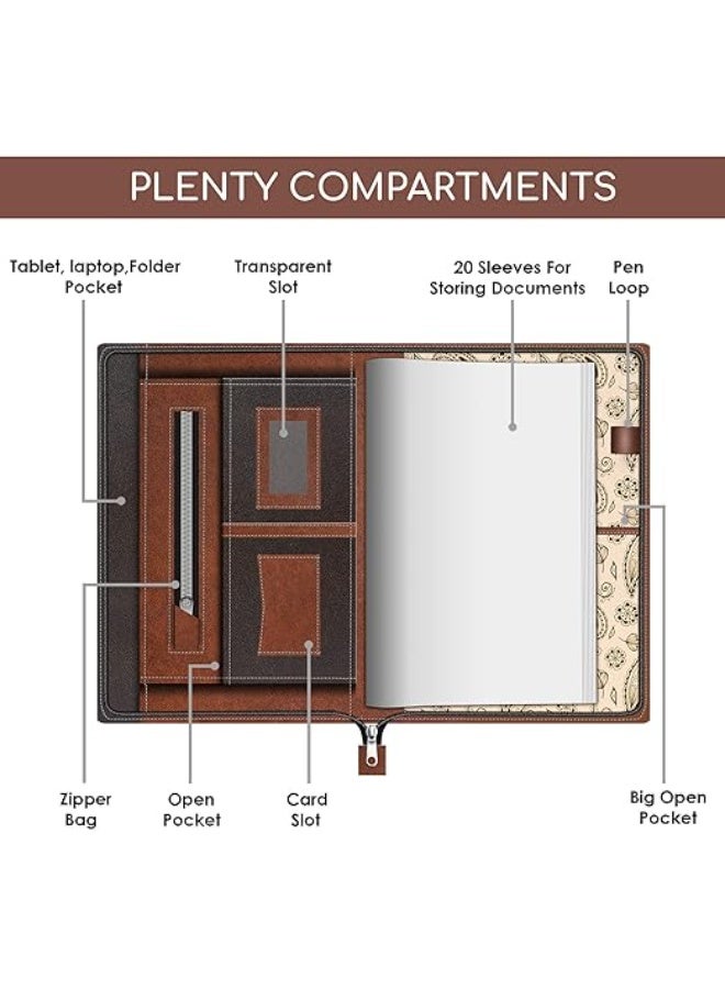 FEDUS Multipurpose Leatherette Professional File Folders for Certificates,Documents Holder,Document Bag,Portfolio,Executive File Legal Size Documents Holder with 20 Leafs for Men and Women,Pack of 1 - Image 3