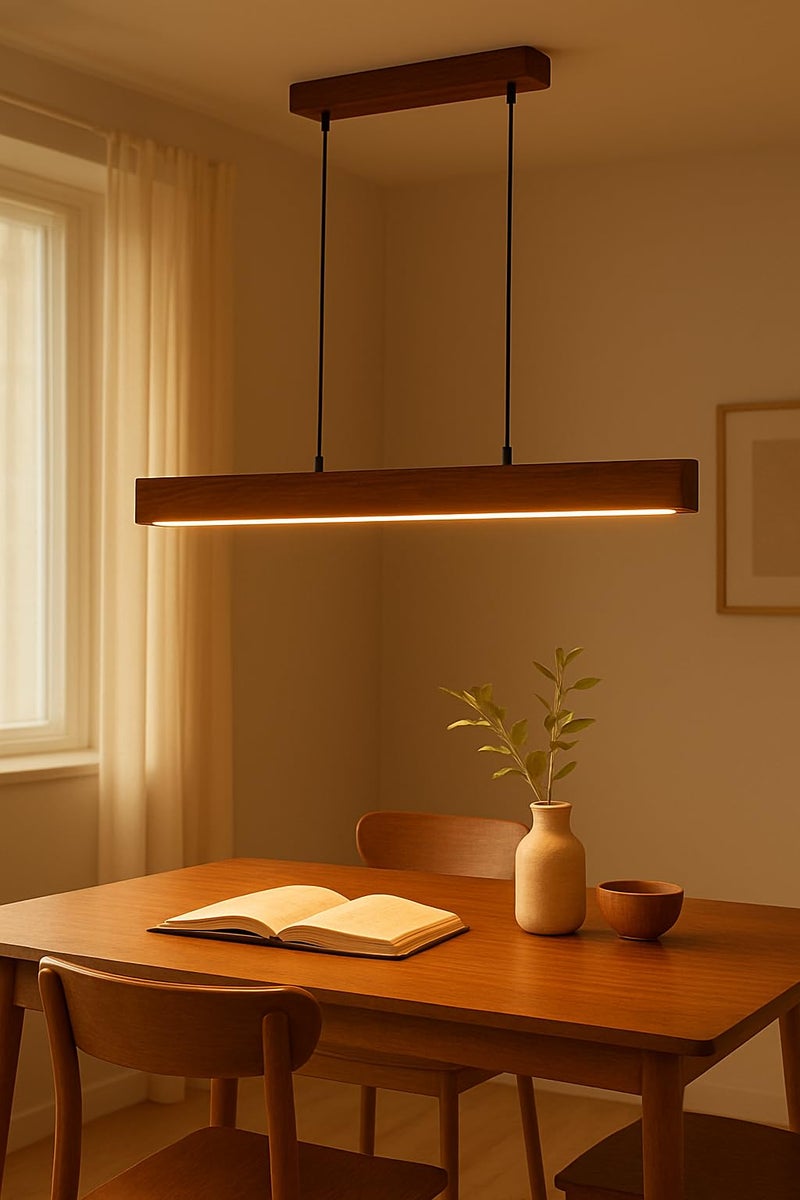 Green House Handmade Sheesham Wood Hanging Pendant Ceiling Light | 2 Warm White LEDs of 10W Each | 2 Feet Wide | Living Room, Bedroom, Dining, Kitchen, Conference Room | Diwali Decor Luxury Lighting - Image 1