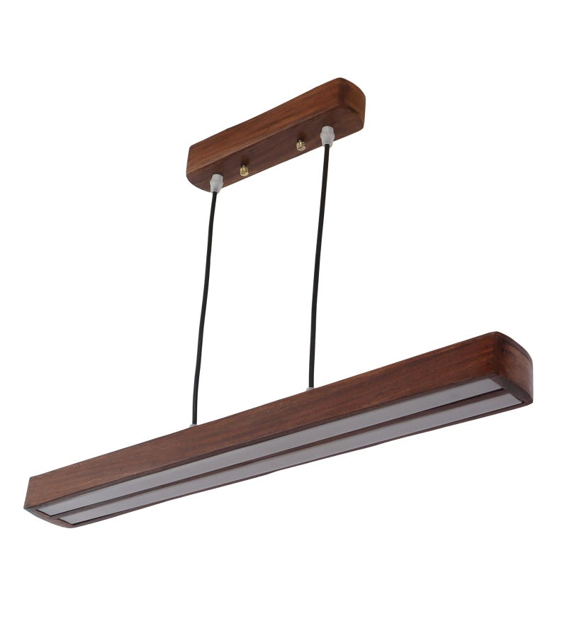 Green House Handmade Sheesham Wood Hanging Pendant Ceiling Light | 2 Warm White LEDs of 10W Each | 2 Feet Wide | Living Room, Bedroom, Dining, Kitchen, Conference Room | Diwali Decor Luxury Lighting - Image 3