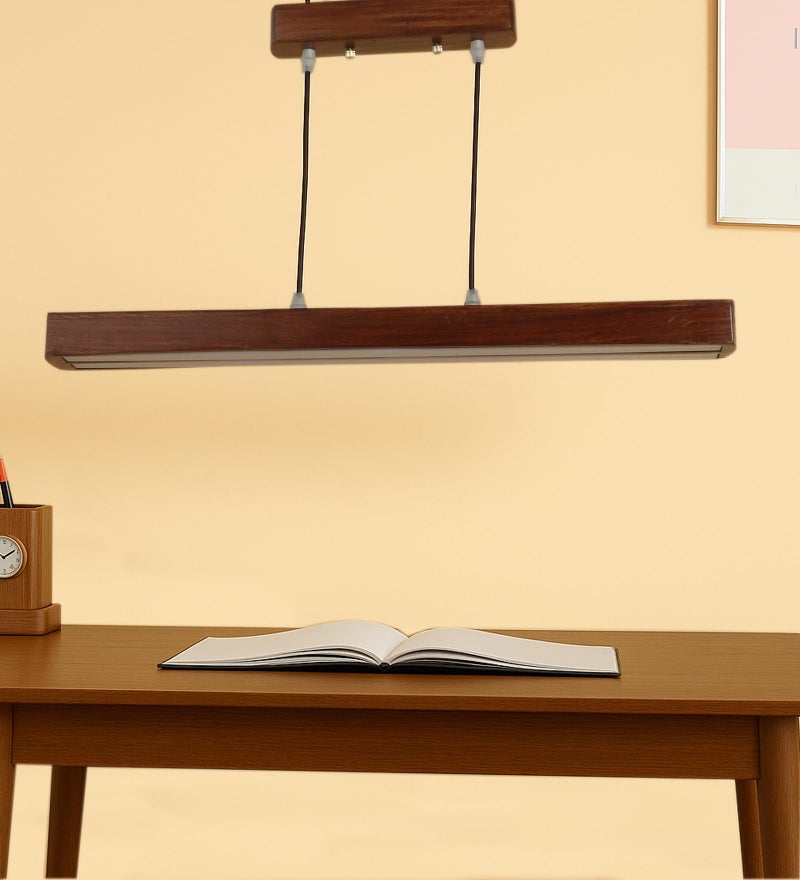 Green House Handmade Sheesham Wood Hanging Pendant Ceiling Light | 2 Warm White LEDs of 10W Each | 2 Feet Wide | Living Room, Bedroom, Dining, Kitchen, Conference Room | Diwali Decor Luxury Lighting - Image 2