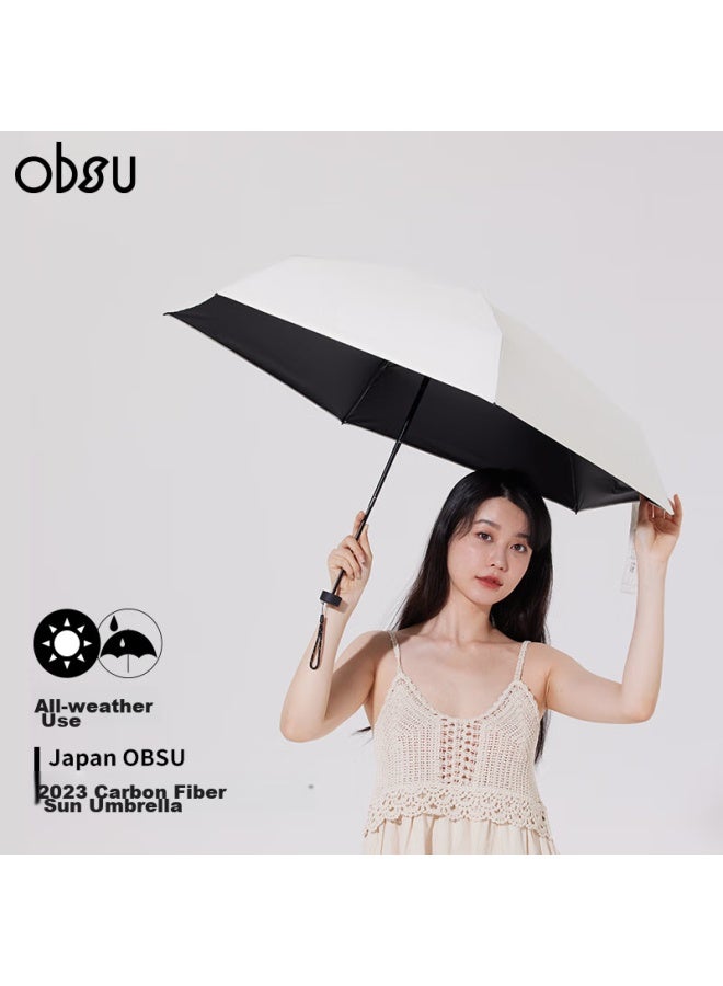 Obsu Carbon Fiber Five-fold Sun Umbrella, Uv Protection, Dual-use For Sun And Rain, Portable, Pink, Carbon Five-fold - Image 2