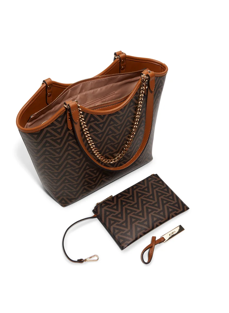 ALDO Logo Print Chain Detail Satchel