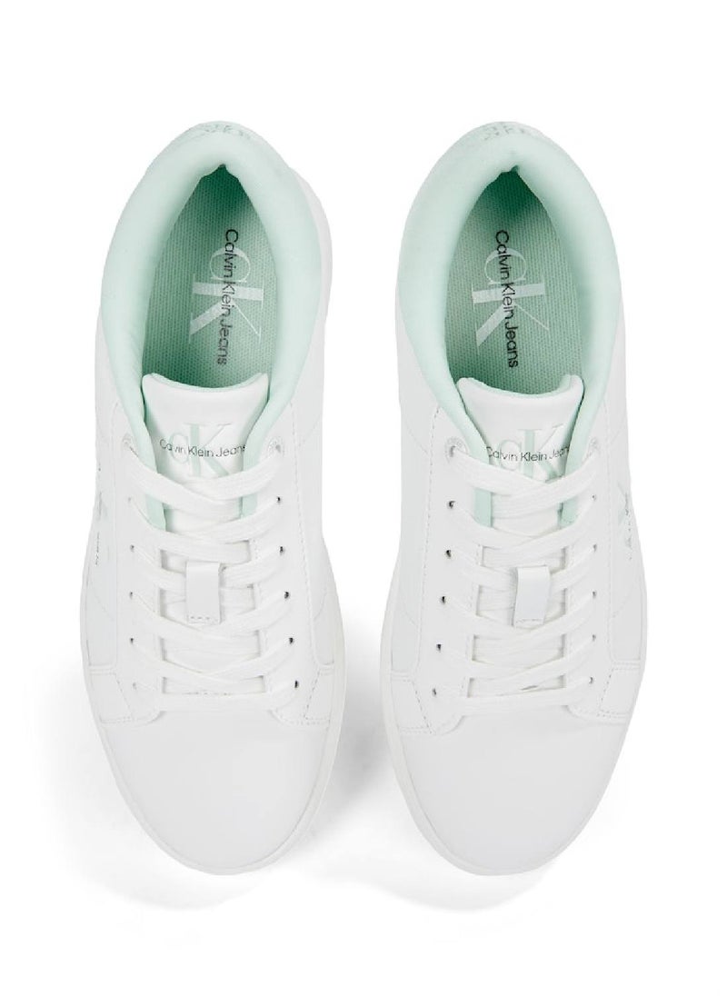Calvin Klein Jeans Women's  Leather Sneakers - Leather, White  - Image 4