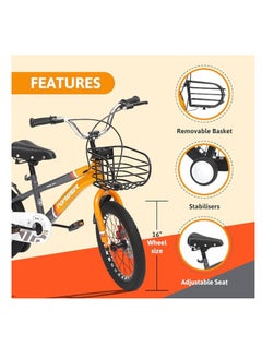 ENDLESS  Orange Carbon Steel Kids Bike with Front and Back Disc Breaks and Basket | Age 4 - 7 Years | 16 Inch Bike with High Quality Training Wheels and Fender | Children Bicycle with 2.125" Wide Tyres  - Image 2