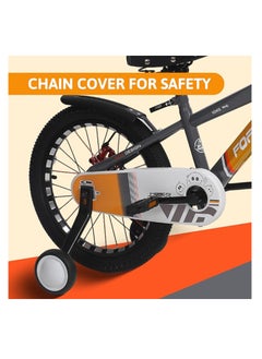 ENDLESS  Orange Carbon Steel Kids Bike with Front and Back Disc Breaks and Basket | Age 4 - 7 Years | 16 Inch Bike with High Quality Training Wheels and Fender | Children Bicycle with 2.125" Wide Tyres  - Image 5