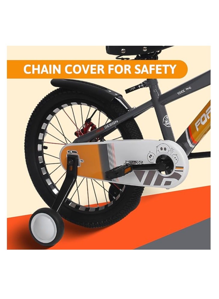 ENDLESS  Orange Carbon Steel Kids Bike with Front and Back Disc Breaks and Basket | Age 4 - 7 Years | 16 Inch Bike with High Quality Training Wheels and Fender | Children Bicycle with 2.125" Wide Tyres  - Image 5