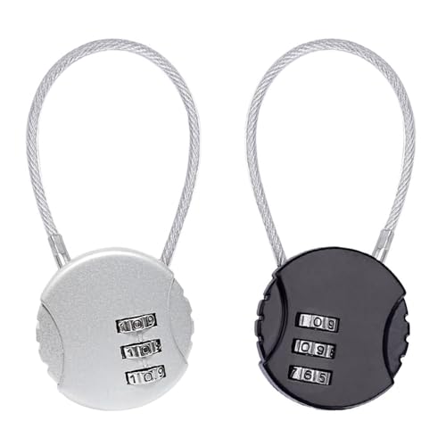 Anzailala Number Lock Combination Lock With Zinc Alloy Steel Cable Lock Small Locks For Travel Suitcase, Backpack, Lockers, Case, Toolbox (Pack Of 2 - Black, Silver) - Image 1