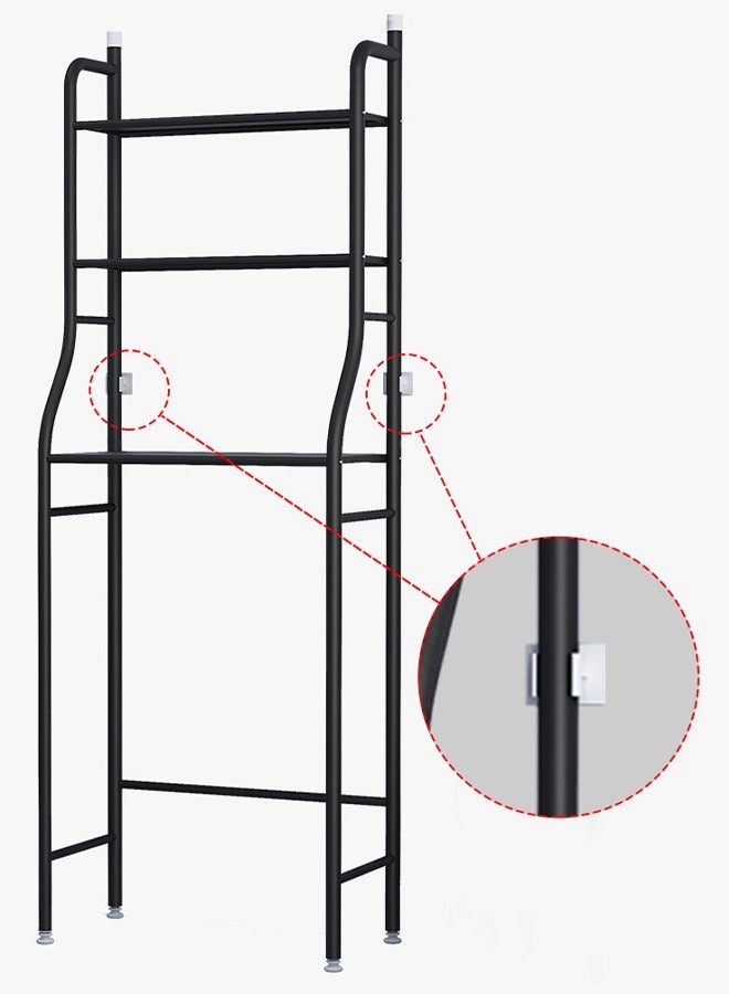 3 Shelf Towel Storage Rack Organizer Over The Toilet Bathroom Space Saver Black 65*25*155cm - Image 2