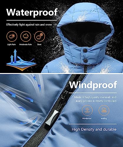BYLESIN Kids Boy's Winter Coat Fleece Lined Waterproof Jacket Puffy Cotton Coat Thick Hooded Down Outdoor Coats - Image 5