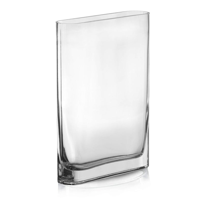 CYS EXCEL Glass Book Vase (H:12" Open:7"x2") Round Edge Oval Flower Vase Rectangular Wedding Centerpiece - Image 1