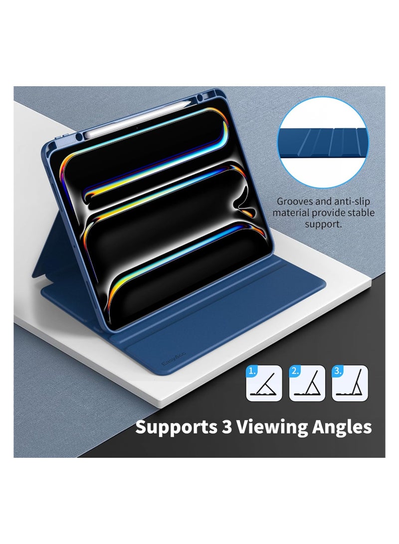 Compatible with iPad Pro 13 Inch Case 2024 M4 with Pencil Holder, Soft TPU Back Cover for iPad 13 Pro Case, Trifold Stand, Support Pencil Pro and Pencil (USB-C), Auto Wake/Sleep, Navy - Image 4