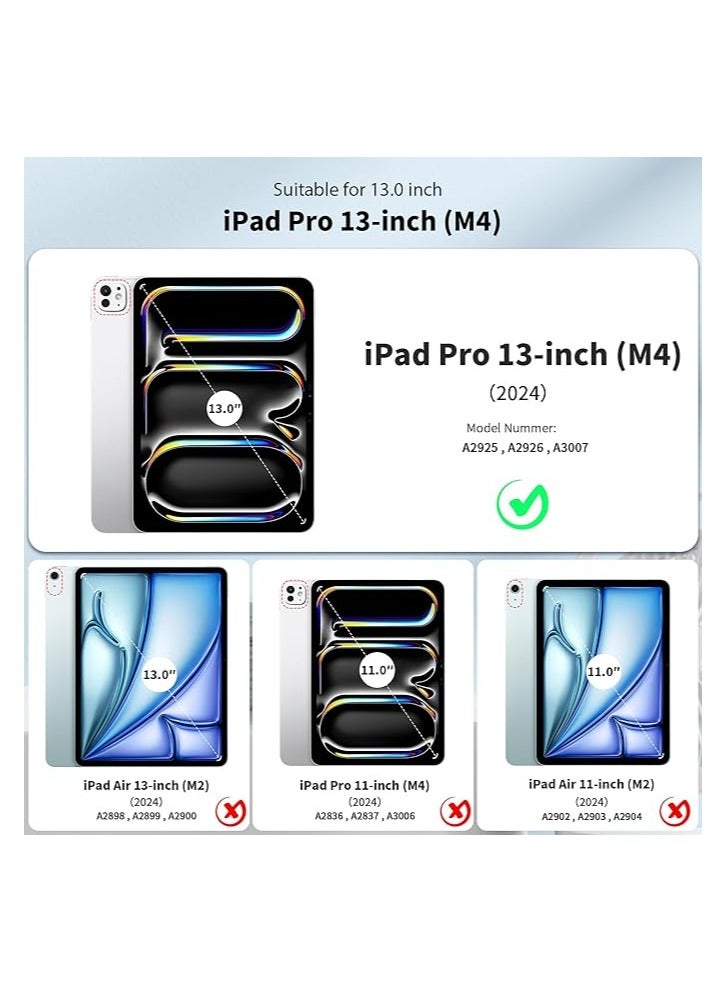 Compatible with iPad Pro 13 Inch Case 2024 M4 with Pencil Holder, Soft TPU Back Cover for iPad 13 Pro Case, Trifold Stand, Support Pencil Pro and Pencil (USB-C), Auto Wake/Sleep, Navy - Image 2