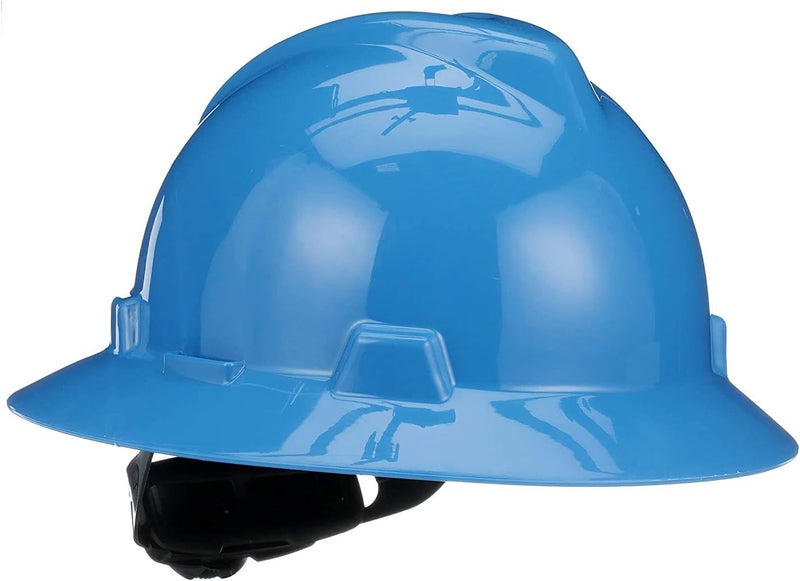 MSA V-Gard Full-Brim Hard Hat with Fas-Trac III Suspension - Blue Polyethylene Shell - Image 1
