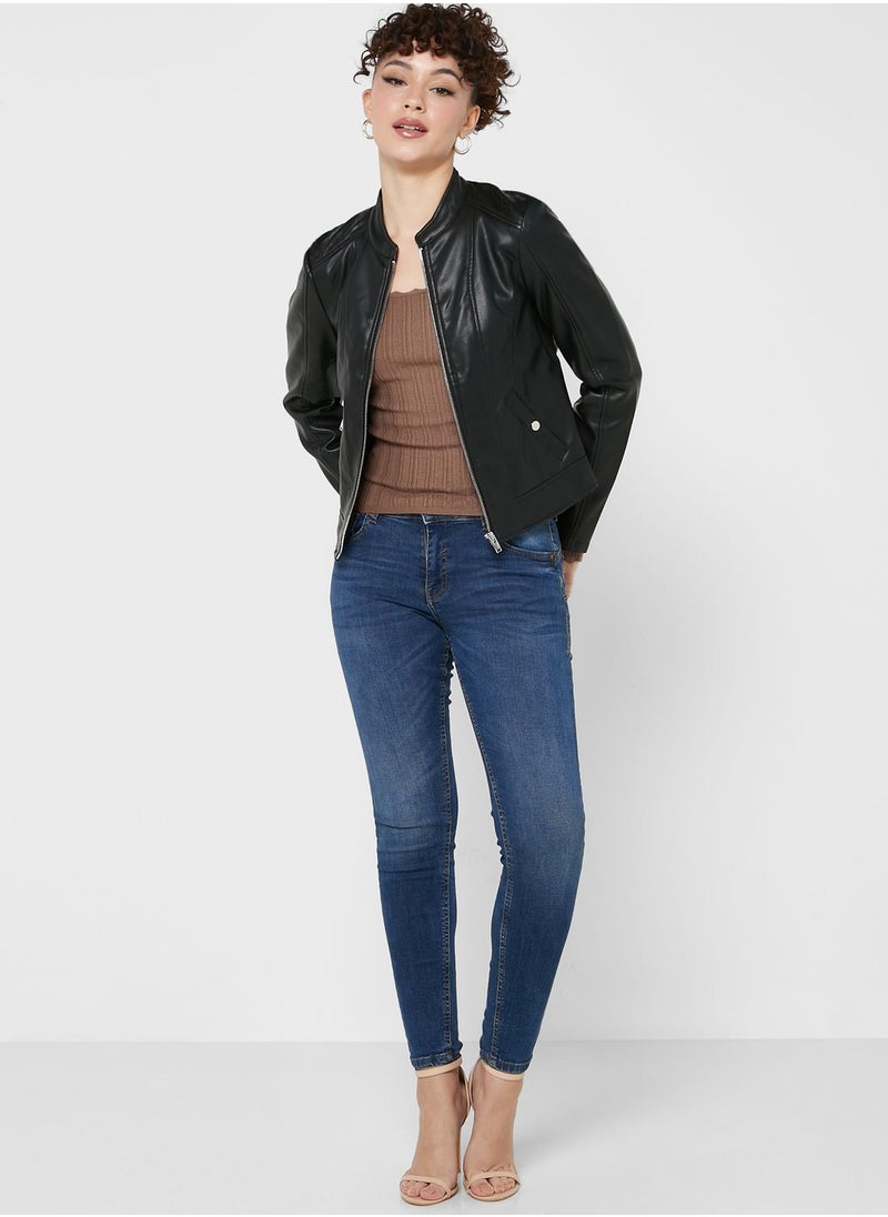 Zip Through Pu Jacket
