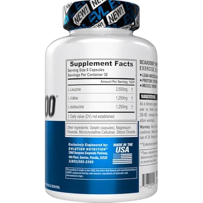 Evlution BCAAs Amino Acids Supplement for Men - EVL 2:1:1 5g BCAA Capsules for Post Workout Recovery and Lean Muscle Builder for Men - BCAA5000 Branched Chain Amino Acids Nutritional Supplement - 30 Servings - Image 3