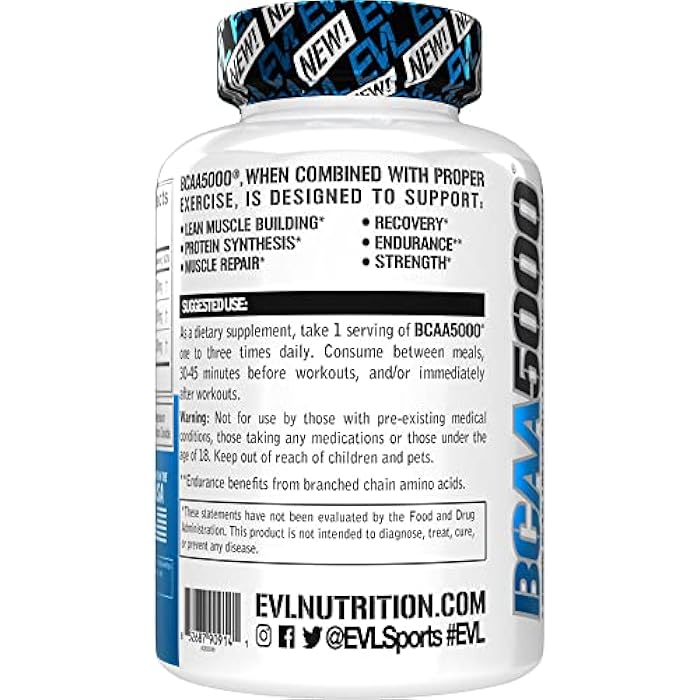 Evlution BCAAs Amino Acids Supplement for Men - EVL 2:1:1 5g BCAA Capsules for Post Workout Recovery and Lean Muscle Builder for Men - BCAA5000 Branched Chain Amino Acids Nutritional Supplement - 30 Servings - Image 4