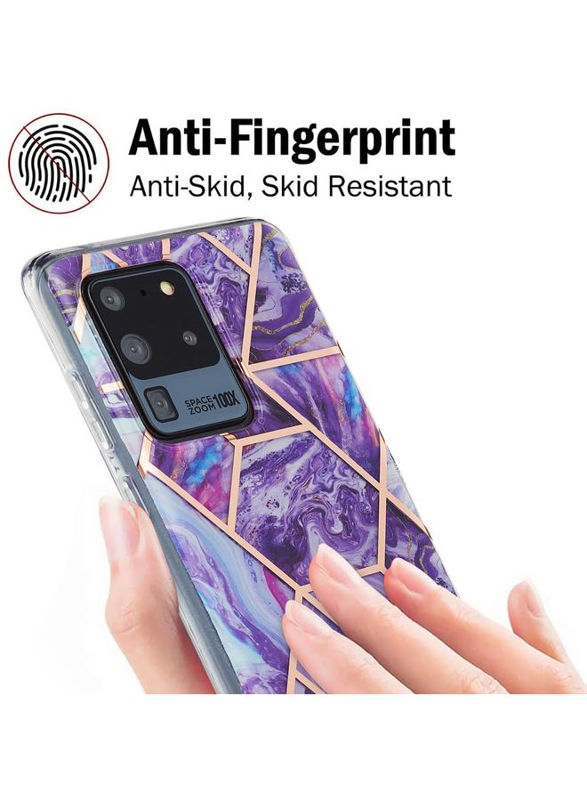 اس-توب جراب لهاتف Samsung Galaxy S20 Ultra، جراب واقٍ من مادة TPU بنمط رخامي ثلاثي الأبعاد مطلي بالكهرباء - Image 4