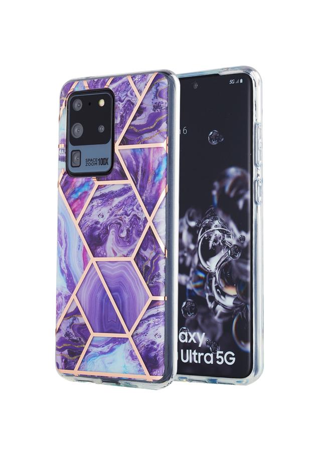 اس-توب جراب لهاتف Samsung Galaxy S20 Ultra، جراب واقٍ من مادة TPU بنمط رخامي ثلاثي الأبعاد مطلي بالكهرباء - Image 1