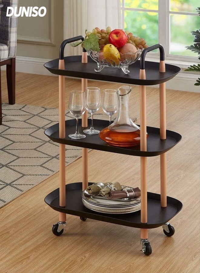 DUNISO Storage Shelves on Wheels, 3 Tier Storage Rack for Storage,Multi-Functional Storage Trolley, Movable Storage Organizer for Garage, Kitchen, Basement, Kitchen Shelf Organizer - Image 1