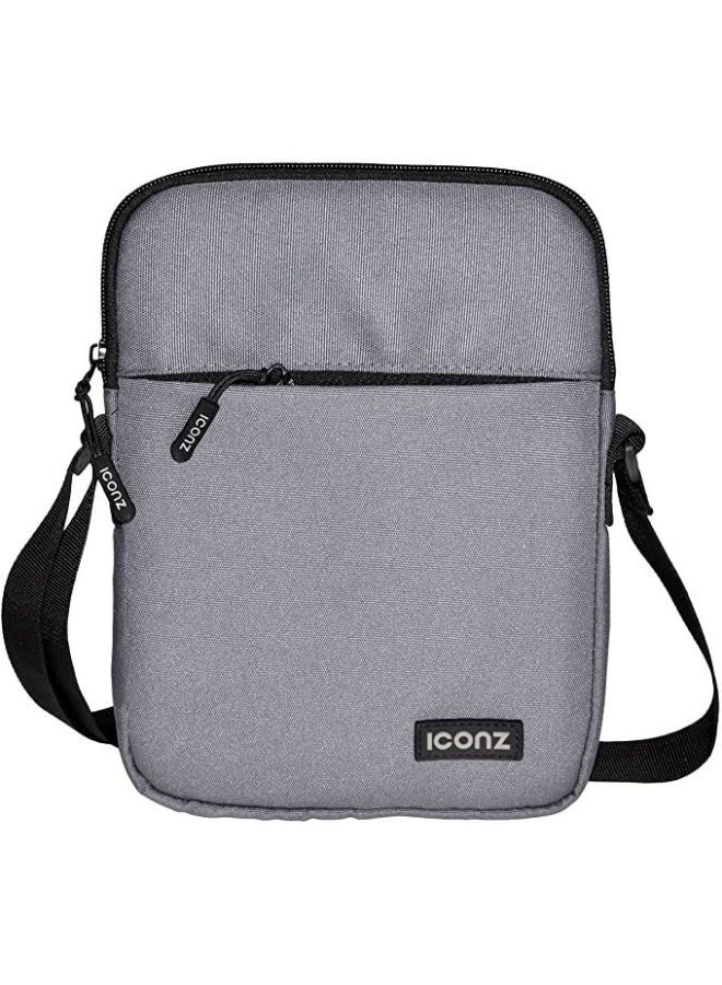 Iconz Vienna Cross Body Shoulder Bag, Lightweight Messenger Bag with Adjustable Strap, Multiple Pockets for Tablet Documents, Light Grey - Image 1