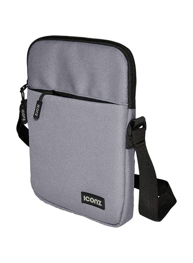 Iconz Vienna Cross Body Shoulder Bag, Lightweight Messenger Bag with Adjustable Strap, Multiple Pockets for Tablet Documents, Light Grey - Image 5