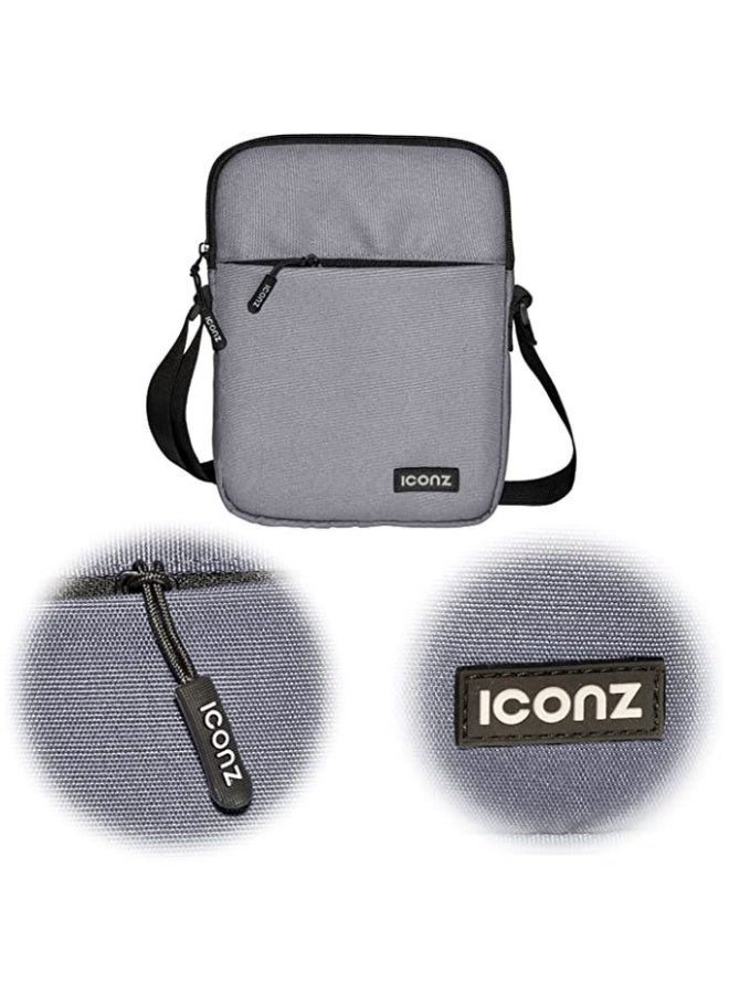 Iconz Vienna Cross Body Shoulder Bag, Lightweight Messenger Bag with Adjustable Strap, Multiple Pockets for Tablet Documents, Light Grey - Image 4