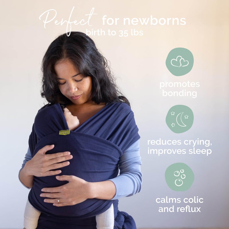 Boba Baby Wrap Carrier - Original Baby Carrier Wrap, Baby Sling for Newborns - Baby Wearing Essentials - Newborn Wrap Swaddle Holder, Newborn to Toddler Infant Baby Sling, 7-35 lbs (Navy Blue) - Image 2
